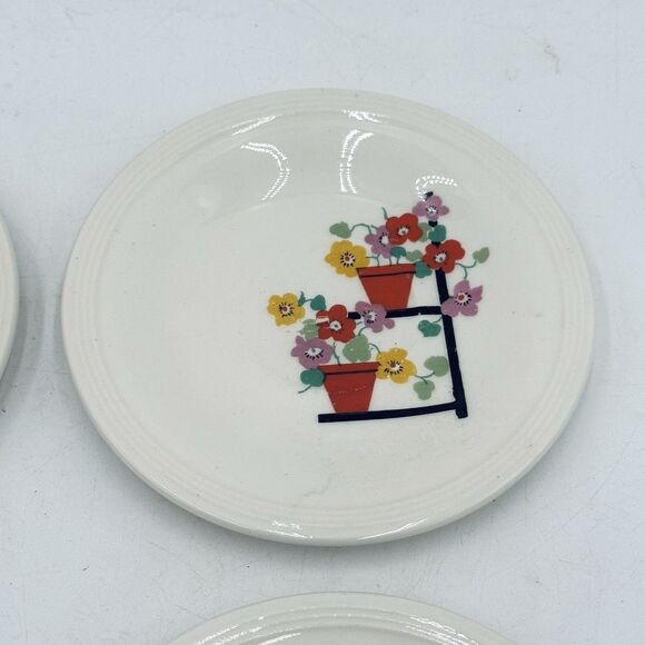 Vintage Edwin Knowles Penthouse Plant Stand Small Plate Set / Lot of 4 - Picture 3 of 8